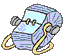 Animated sequence of a light purple backpack with yellow straps and silver buckles, showing sequential changes in the front pocket's flap position against a gray background.