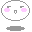Pixel art contact sheet showing two frames of a white cartoon character with pink cheeks and gray outlines, each frame displaying slightly different facial expressions against a gray background.