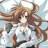 Pixelated 48x48 static icon of a female anime character with long brown hair, green eyes, and a white outfit against a light blue background.