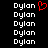 A black background displays multiple white 'Dylan' text entries with a red pixelated heart symbol above the top-left text.