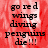 Red background with black text reading 'go red wings diving penguins die!!!' in a pixelated font, displayed across multiple