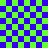 A green and blue checkerboard background with two overlays that shift position across frames