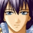 Pixelated anime-style character face with purple hair and blue eyes on left, next to black background with white text "Anime IM" above smaller cursive "com" on right.