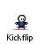 Pixelated character in blue shirt and red pants performs kickflip on skateboard across with varying body positions and background elements