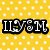 Yellow polka-dot background with black-and-white text and a trash can icon; right side shows partial pixelated shapes.