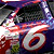 Animated sequence showing a race car with number 6 in various states of motion and cropping.