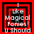 Four identical square display red and black concentric borders with white text reading 'I like Magical Ponies! U Should' in a pixelated font