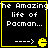 Four identical display 'The Amazing life of Pacman...' text with yellow borders, white pixelated text, and a yellow Pacman icon with a right-pointing arrow