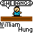 Pixel art character in blue shirt with red accents stands on brown platform, multiple speech bubbles display changing text above.
