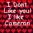 Pixelated text repeats across a heart-patterned background with alternating phrases and names in white on dark blue.