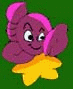 Purple cartoon character with pink hair holding a yellow star, next to green cartoon character with light green hair holding blue star on solid green background.