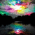 A colorful, pixelated animation of a bright light source expanding and contracting against a dark background with shifting rainbow hues.