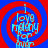 Four identical display a blue and red spiral background with light blue text reading "I love Miley Cyrus forever" in a pixelated font