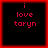 Four identical square with red borders display red text on black backgrounds, each reading 'i love taryn' in pixelated font