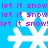 Pixelated blue background with repeated pink text and white snowflakes, animated to cycle through text variations.