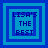 Four blue-toned square icons arranged in a , each displaying 'LISA'S THE BEST' text with varying border and background layering