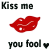 Two side-by-side animated frames of a red lips icon with text above and below, showing slight animation differences between the frames.