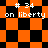 Pixelated orange and black checkered pattern with repeated text "# 34 on liberty" in white, displayed across multiple arrangements