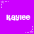 Purple background with repeated white text 'kaylee' and star-shaped pixel art elements in white and light purple.