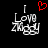 Pixelated text 'I Love Zimmy' in white with a red heart symbol above the 'I' on a black background.