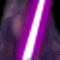 Animated sequence of a hooded figure holding a purple lightsaber against black and gray backgrounds.