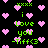 Pixelated green text and pink hearts on black background with repeated 'i Love you -Tiff<3' phrases.