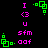 Pixelated green and pink text on black background with repeating geometric shapes, showing animation of small square elements shifting position across frames.