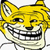 Yellow fox-like character with wide grin and closed eyes, displayed in a of four identical with one partially obscured