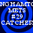 Blue background with dark blue spiral patterns and white text reading 'METS #29 CATCHER' repeated in four quadrants.
