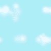 Light blue background with scattered white cloud shapes, some partially obscured by a gray rectangular overlay in the bottom right corner.