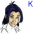 Pixelated character with dark blue hair in a side ponytail, wearing white clothing and silver earrings; text labels appear to the right of each frame.