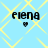 Light blue background with yellow diamond lattice pattern, four identical pixelated text blocks reading 'fiena' above small black hearts.