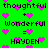 Green background with pink pixel hearts and black text reading 'thoughtful + wonderful = HAYDEN' in two identical vertical