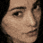 A pixelated image of a woman's face with three yellow chevron arrows on a black background, displaying text fragments 'CASE', 'DEATH', 'RACE'