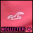 Animated pink background with white Hollister logo and heart symbol, displaying subtle pixel changes across frames.