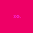 A static image with a bright pink background featuring four cyan rectangular bars and multiple instances of the text "xo." in purple pixelated font.
