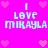 Pixelated pink background with repeated 'I LOVE MIKAYLA' text and heart symbols in cyan and magenta.