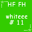 Green background with white pixelated text 'HF FH' and 'whiteee # 11', stars, and dotted lines in a repeating pattern