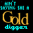Animated contact sheet of 11 frames showing a text-based animation with cyan and gold lettering on black background, featuring repeated phrases "I AIN'T SAYING SHE A" above "Gold digger".