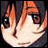 Anime-style character face with orange hair and large brown eyes, next to pixelated text reading 'Anime IM' and 'com' on black background.