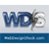 Blue and white pixelated text 'WDS' with a grayed-out 'S' on a light gray background, below a blue bar with blurred text.