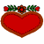 A static contact sheet showing two frames of a Valentine's Day-themed animated buddy icon with a heart and floral crown on the left, and green text reading "Original Icons .com" on a dark background on the right.