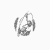 Pixelated grayscale icon with abstract curved shapes forming a central cluster against white background.