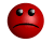 Red spherical icon with changing facial expressions and mouth shapes , showing tears and sweat droplets