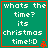 Green background with white pixelated text reading "whats the time? its christmas time! :D" and a small red pixelated bell icon in the bottom right corner.