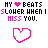 Pixelated text and heart shapes in black, pink, and white with animated variations of the heart outline.