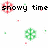 Pixelated text and snowflake icons on white background with gray rectangle, featuring red and green pixel clusters.