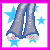 A 3x3 contact sheet of pixel art frames showing a girl's legs, torso, and face with blue star background, plus text panels reading Girls, Kick, Butt, and !!!