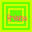 Four green square frames with yellow borders display the text 'Bresha' in pink pixelated letters, each frame showing a different arrangement of nested squares.