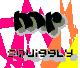 Pixelated graphic with bold black text 'SQUIGGLY' over a white background, surrounded by bright pink and orange flame-like shapes.